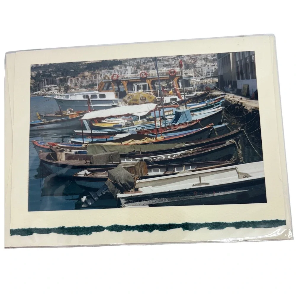 Design Imports Turkey Harbor Boats Greeting Card Blank Photography Nautical 5x7‎